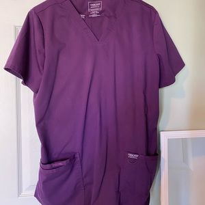 Cherokee Workwear L purple scrub top
